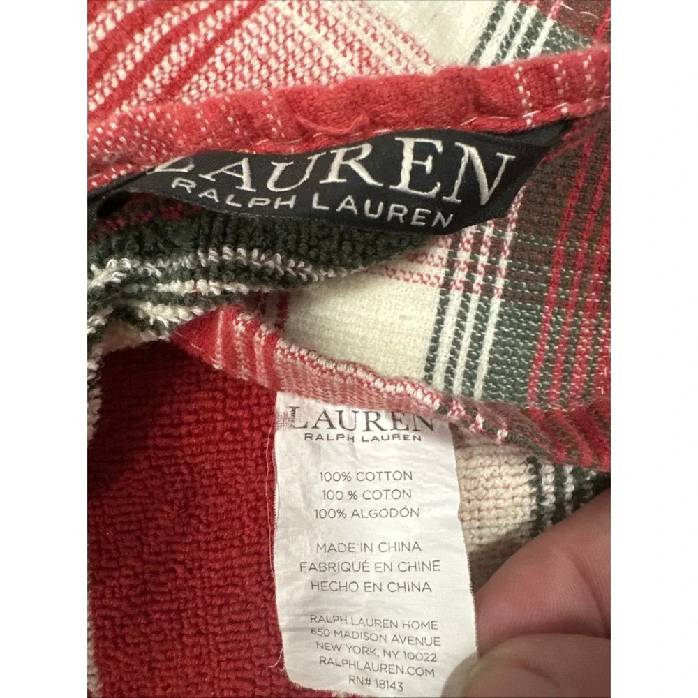 (2)VTG Lauren Ralph Lauren Hand Towel(s) Cotton 25x16'Red/White/Green Home Decor